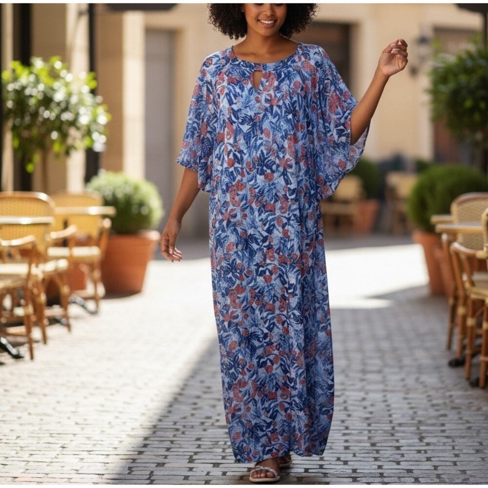 JunaRose Red White Blue Chiffon Maxi Dress SIZE 14 Wedding Party Flattering $90 - Picture 2 of 10